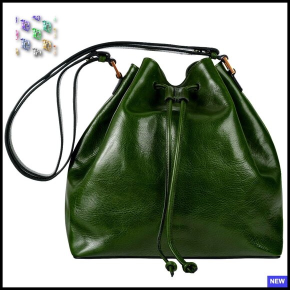Italian Leather Bucket Bag Shoulder Handbag Elegant Minimal Chic Classic